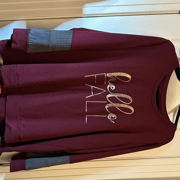 Cato Maroon and Gray 'Hello Fall' Sweatshirt - Picture 2 of 3